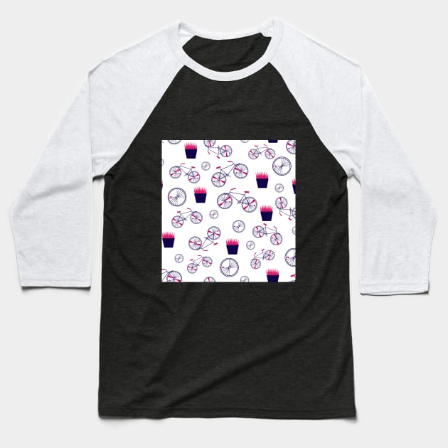 Bicycle_Pattern Baseball T-Shirt by Nataliia1112